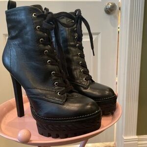 Gianni Bini Black Moto-style 5” Heels 1.5” Platform Boots